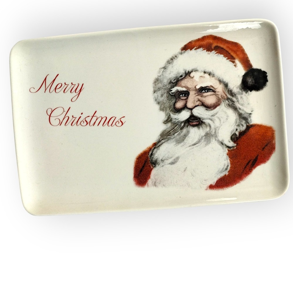 Merry‎ Christmas Santa Claus Tray Dish Decorative Plate Sherri Baldwin Holiday